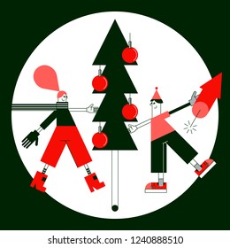 Christmas party illustration. Vector design for posters, stickers, embroidery and clothing