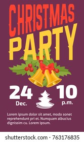 Christmas party invintation vector card background design template for noel Xmas holiday celebration clipart New Year colors printable party poster