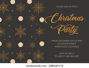 Christmas party invitation with abstract snowflakes decoration