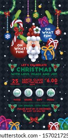 Christmas party Invitation. Balloon decoration design. Vector illustration.