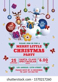 Christmas party Invitation. Balloon decoration design. Vector illustration.