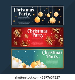 conjunto de banner de invitación de fiesta navideña.diseño vectorial.feliz navidad