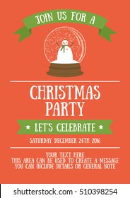 Christmas party invitation card design. Vector illustration.