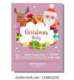 christmas party invitation card santa claus gift sacks