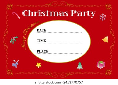 Christmas party invitation with a design studded with Christmas items