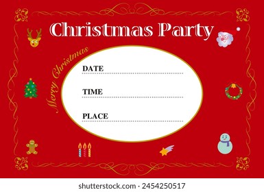 Christmas party invitation with a design studded with Christmas items