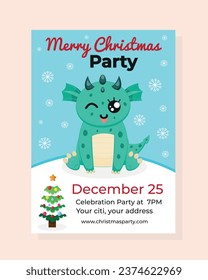 Christmas Party Invitation with Dragon	