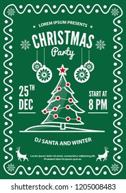 Christmas party invitation, flyer or poster design. Vector illustration.