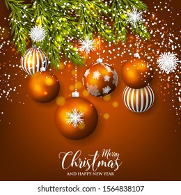 Christmas party invitation green fir tree light garland