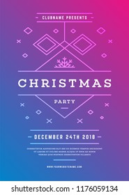 Christmas party invitation modern typography and decoration elements. Christmas holidays event flyer or poster design. Vector illustration.