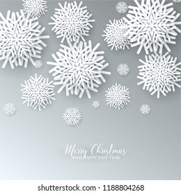 Christmas Party Invitation Paper cut origami snowflake gray background invitation template set