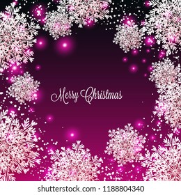 Christmas Party Invitation Paper cut origami snowflake blue background invitation template  red