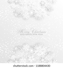 Christmas Party Invitation Paper cut origami snowflake gray background invitation template  