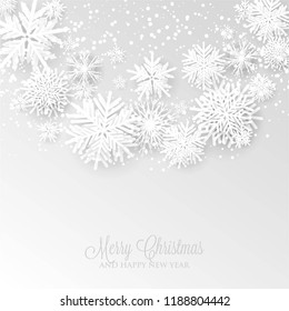 Christmas Party Invitation Paper cut origami snowflake gray background invitation template  