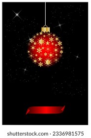 Christmas party invitation, poster, flyer, brochure template design with stylized christmas ball and winter element. Vector illustration Eps 10.
