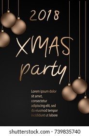Christmas Party Invitation Poster. Vector template with xmas graphic.