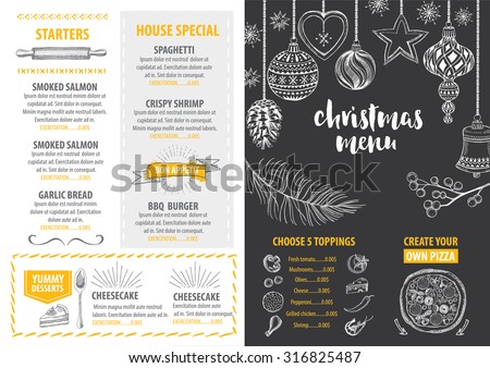 christmas party invitation restaurant menu design stock vector