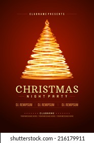 Christmas party invitation retro typography and ornament decoration. Christmas holidays flyer or poster design. Vector illustration Eps 10.