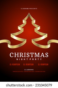 Christmas party invitation retro typography and ornament decoration. Christmas holidays flyer or poster design. Vector illustration.