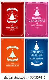 Christmas party invitation retro typography and design decoration. Christmas holidays a flyer or poster design. Vector illustration set
