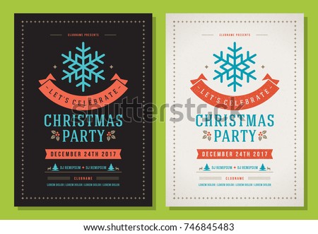 christmas party invitation retro typography decoration のベクター