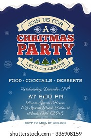 Christmas party invitation template design. Cute Christmas invitation. Vector illustration