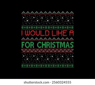 Christmas party invitation ugly sweater design, festive red, Green, knitted patterns. Reindeer motifs, playful typography, fun cozy holiday atmosphere, touch of nostalgia. Ugly Sweater Party