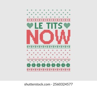 Christmas party invitation ugly sweater design, festive red, Green, knitted patterns. Reindeer motifs, playful typography, fun cozy holiday atmosphere, touch of nostalgia. Ugly Sweater Party