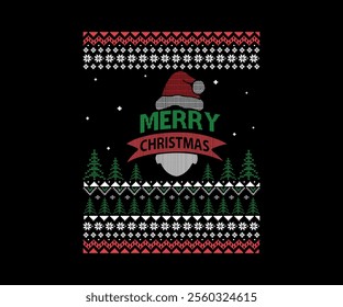 Christmas party invitation ugly sweater design, festive red, Green, knitted patterns. Reindeer motifs, playful typography, fun cozy holiday atmosphere, touch of nostalgia. Ugly Sweater Party