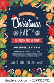 Christmas party invitation. Vector design template.