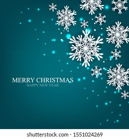Christmas party invitation white paper cut snowflake