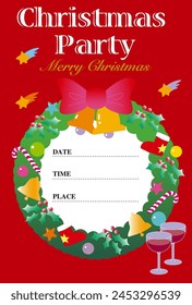 Christmas party invitation with a Christmas wreath