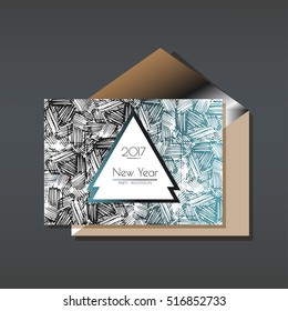 Christmas party invitations set with envelope template. Cards have enough copy space. Vector format.