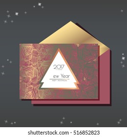 Christmas party invitations set with envelope template. Cards have enough copy space. Vector format.