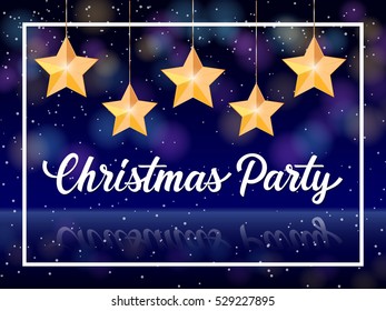 Christmas Party Lettering in Frame, Stars
