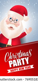 Christmas Party Lettering and Santa Claus