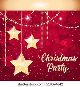 Christmas Party Lettering and Stars