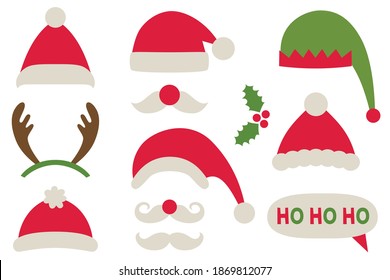 Christmas party photo booth props (Santa and  elf hats, deer antlers)