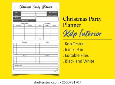 Christmas Party Planner Notebook Kdp Interior