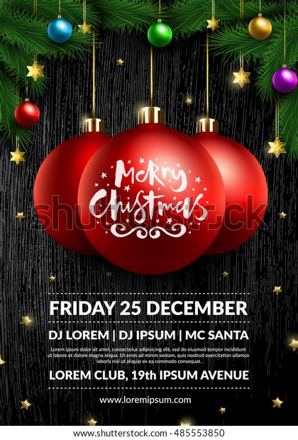 christmas party poster design 3d realistic stock vector christmas party poster