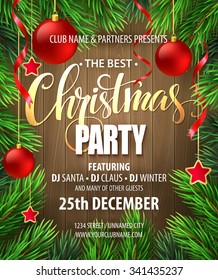 Christmas Party poster design template. Vector illustration EPS10