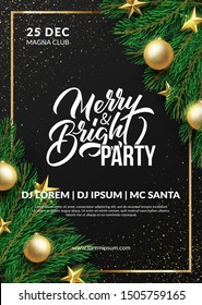 Christmas party poster design. Winter holidays background. Eps10 vector.