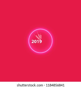 Christmas Party Poster with a glowing magical clock. Happy 2019 New Year Flyer, Greeting Card, Invitation, Menu Design Template. Vector illustration. Boxes