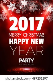  Christmas Party Poster. Happy 2017 New Year Flyer, Greeting Card, Invitation, Menu Design Template. Vector illustration