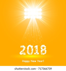 Christmas Party Poster. Happy 2018 New Year Flyer, Greeting Card, Invitation, Menu Design Template. Vector