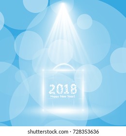 Christmas Party Poster. Happy 2018 New Year Flyer, Greeting Card, Invitation, Menu Design Template. Vector