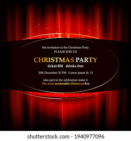 Christmas Party Poster. Happy 2022 New Year Flyer, Greeting Card, Invitation, Menu Design Template. Vector illustration