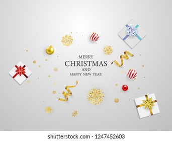 Christmas Party Poster and Happy New Year background. template for greeting, winter holiday cards,