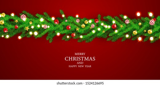 Christmas Party Poster and Happy New Year red background.