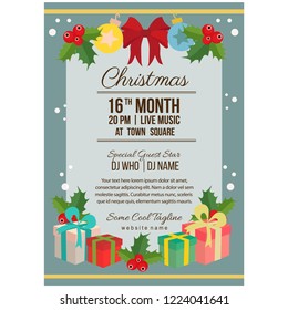 christmas party poster template flat style